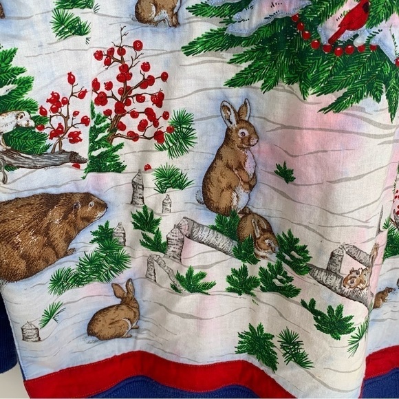 Vintage Crewneck Sweatshirt Winter All Over Print Scene Deer Trees Nature - Picture 4 of 11